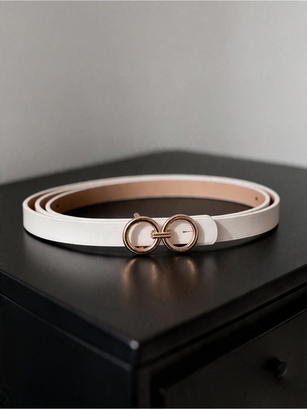 Gold Double Ring White Belt